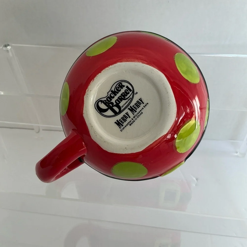 Vintage Santa Teapot Tea For One Holiday Red Green Polka Dot Crackle Barrel